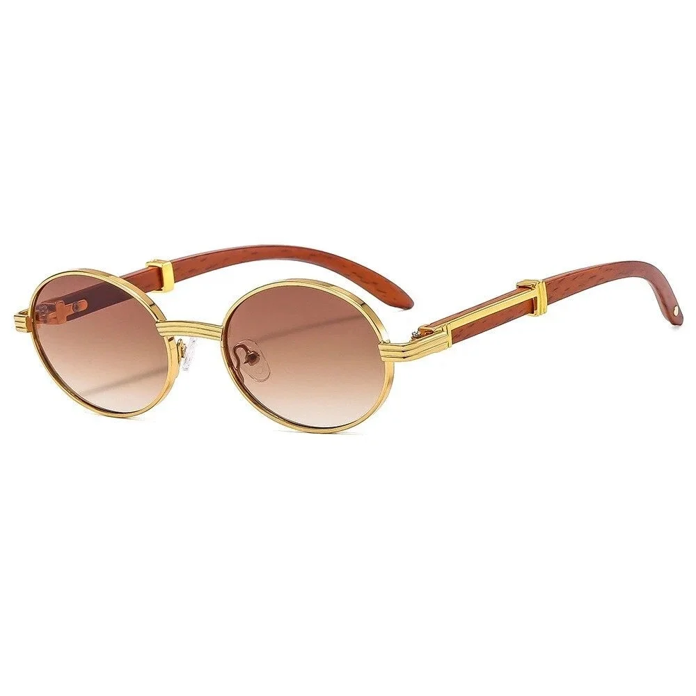 Gold Round Sunglasses For Women Brown Gradient Lenses Luxury Fashion Shades 2026